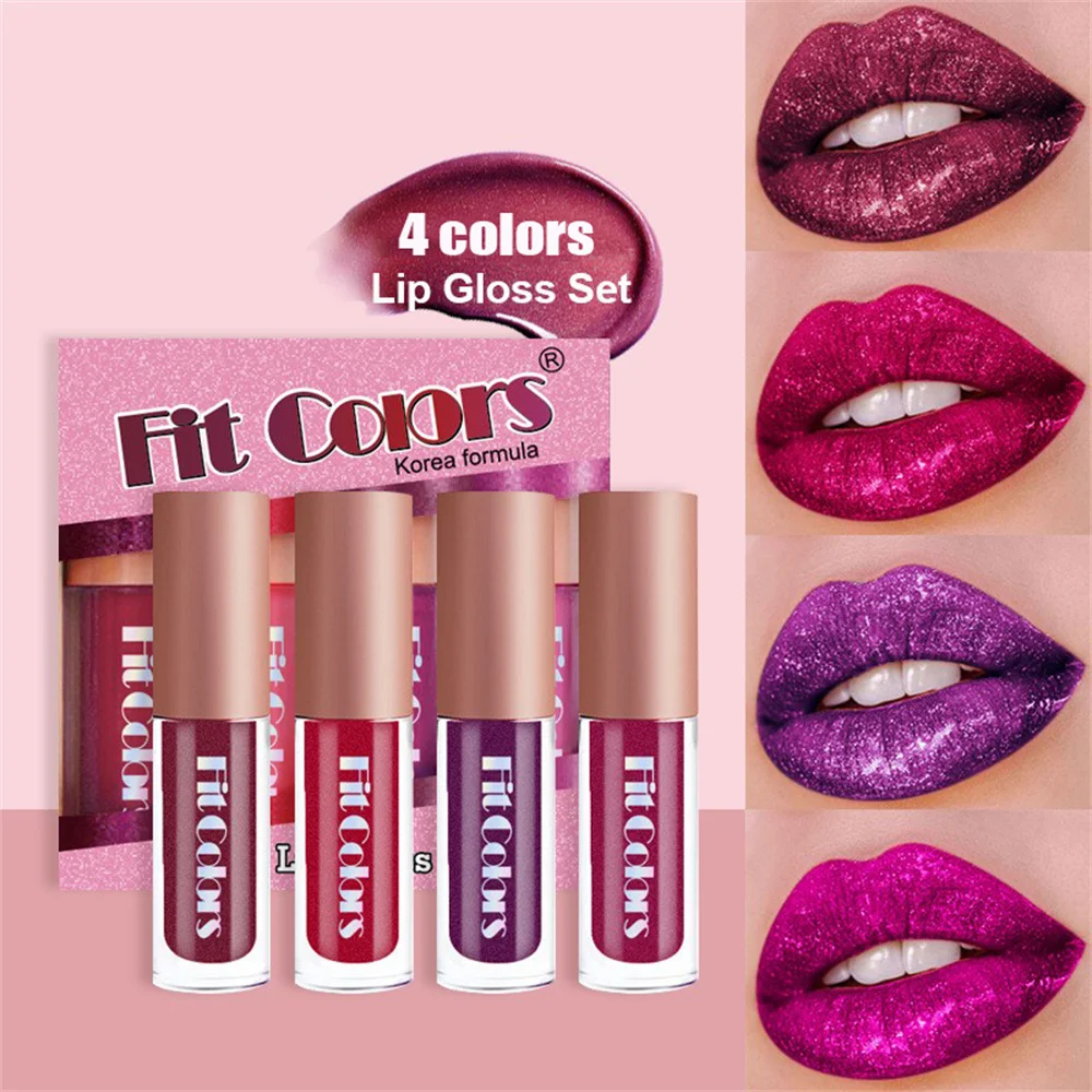 Diamond Matte Velvet Lip Gloss Set Non-Stick Cup Waterproof Long-Lasting Moisturizing Glitter Liquid Lipstick Makeup Cosmetics