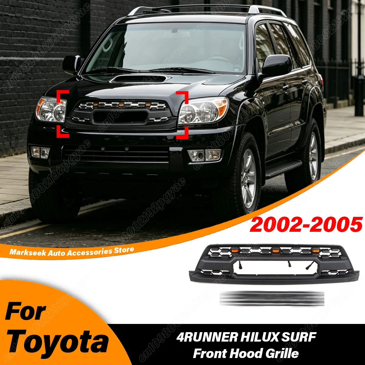 For Toyota 4RUNNER HILUX SURF 2002 2003 2004 2005 Front Hood Grille Upper Radiator Honeycomb Mesh Grill Car Modification Kit