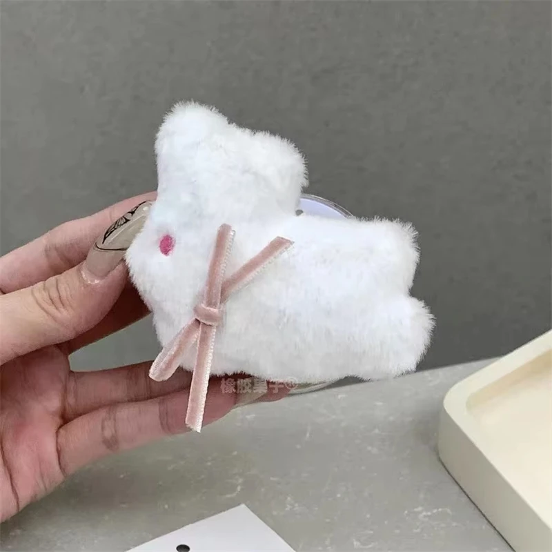 Soporte magnético de conejo con lazo de peluche 3D coreano, soporte para teléfono Tok Griptok, soporte para iPhone, Pad Magsafe Smart Tok