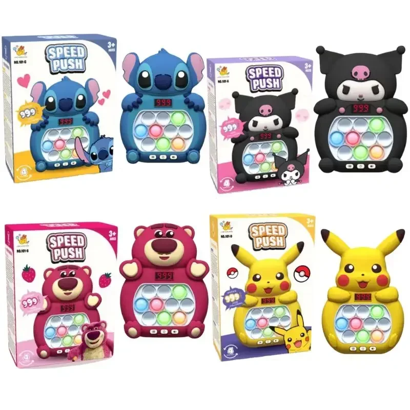 Pikachu Pop up Quick Push Bubbles Console di gioco giocattoli antistress Stitch Fun Whac-A-Mole manico per spremitura giocattolo Pop it regali per