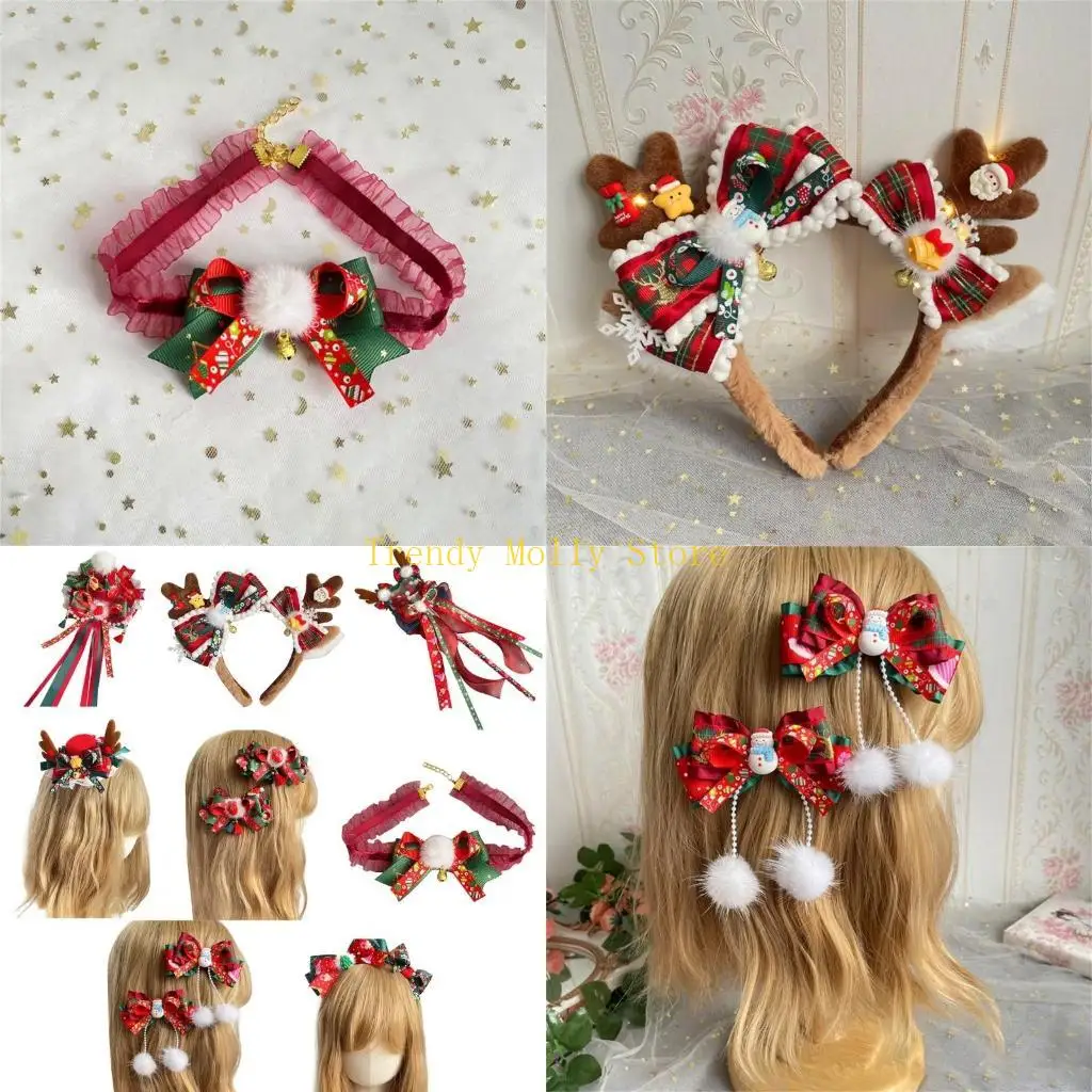 

N5KB Sweet Lolitas Heer Andler Hair Clip Шляпа ручной рождественские аксессуары для волос