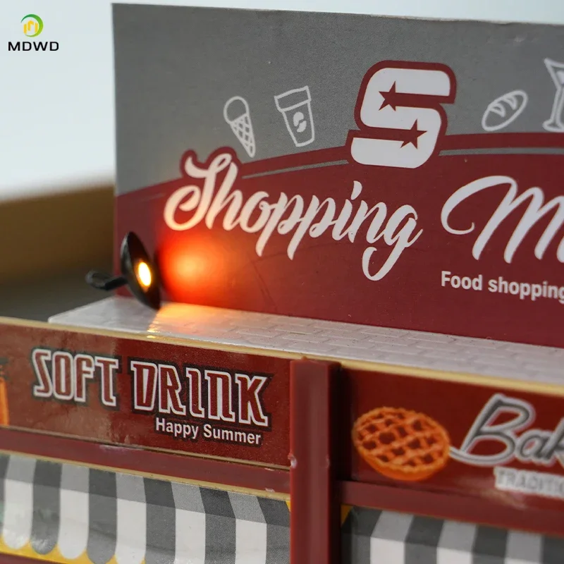 Creative HO Scale 1/87 Miniature Building Blocks Set with DIY Model Metal Pendant Light LED Billboard Kit  Diorama Layout Making