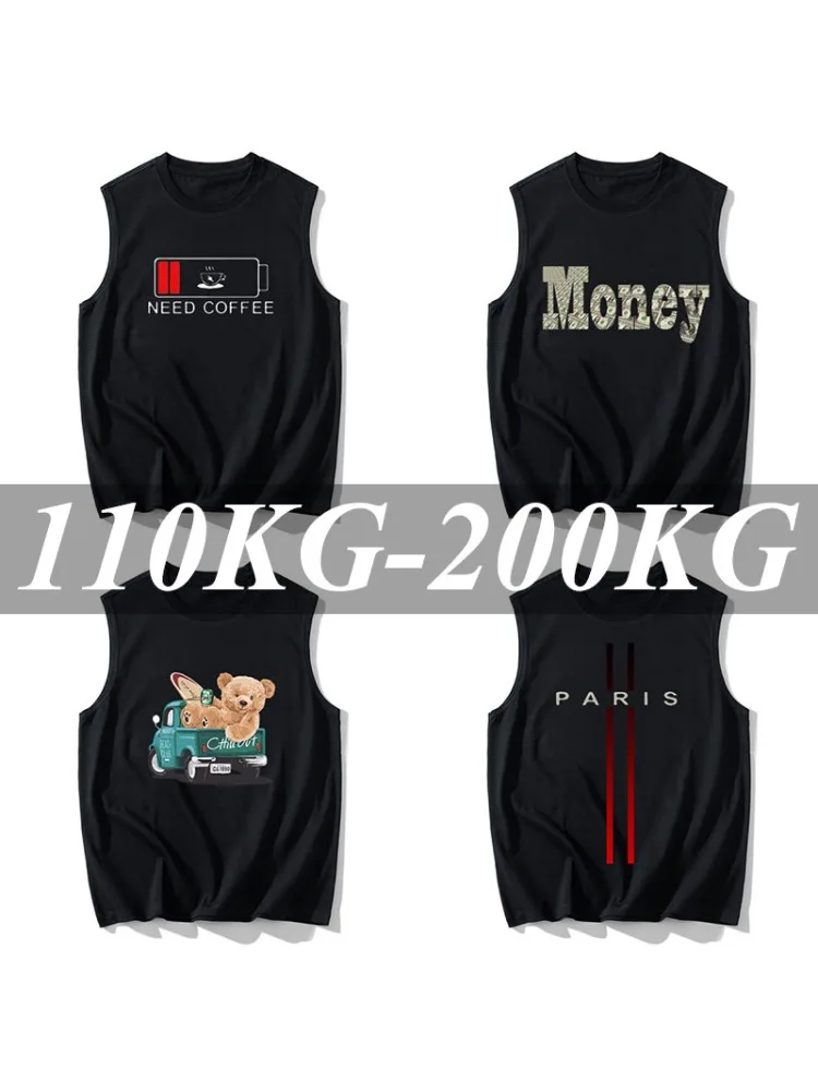 Męskie bawełniane podkoszulki na lato, duże rozmiary 10XL 12XL 14XL, bez rękawów, luźne koszulki bez rękawów, oversize, z okrągłym dekoltem, odzież męska. — zdjęcie 2