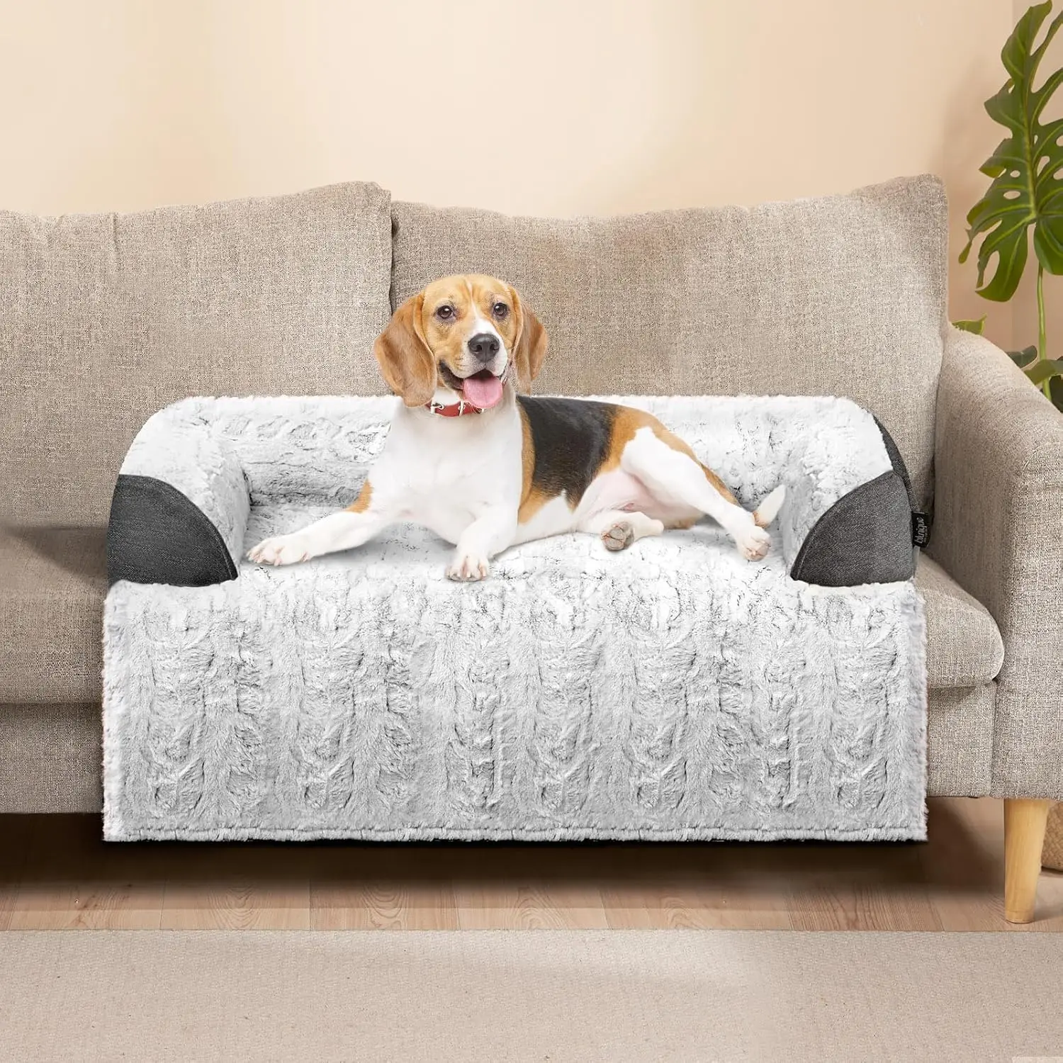 

Calming Dog Bed For Couch, 35 X 31 H Removable Couch Cover For Dogs/Cats Washable, Non-Slip Fluffy Plush Dog Sofa Mat For