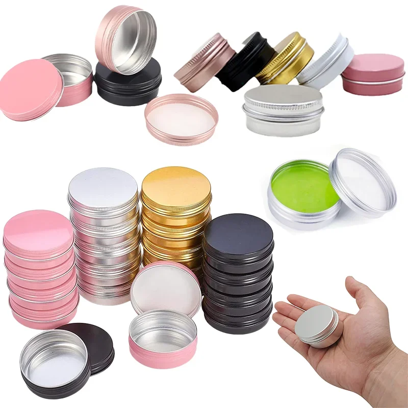 10 Stück 5 g-60 g tragbare, nachfüllbare Aluminiumflaschen mit Schraubdeckel, Blechdosen, Reisekosmetik, Probengläser, Lippenbalsam-Behälter für Heimwerker