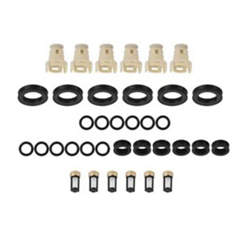 Fuel Injector Overhaul 36Pcs Set: O-Rings, Filters, Seals, Caps For Toyota 3.4L V6 94-04 FJ585 23209-62040 23250-62040