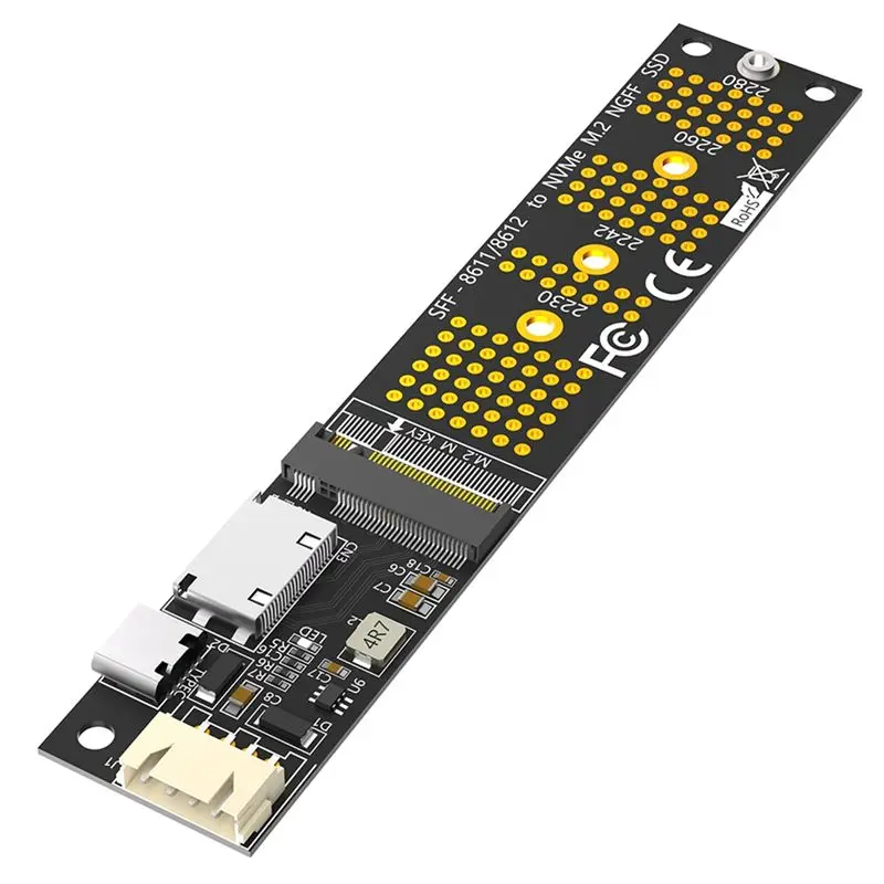 

ABSL-M.2(NGFF) Nvme SSD To SFF-8611/8612 Adapter Expansion Riser Card For 2230 2242 2260 2280