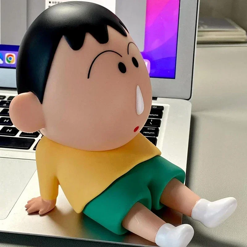 Crayon Shin-Chan Anime Figure Phone Holder Kawaii Desktop Ornaments supporto per telefono Mini GK Collection decorazione giocattoli regali