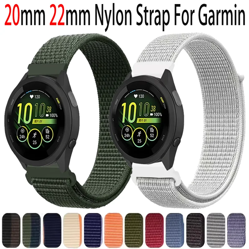 20mm 22mm Nylon Strap For Garmin Forerunner 165 55 965 265 255 955 Braided Wristband For Garmin Venu 3 2/Active 5/Vivoactive 5 4