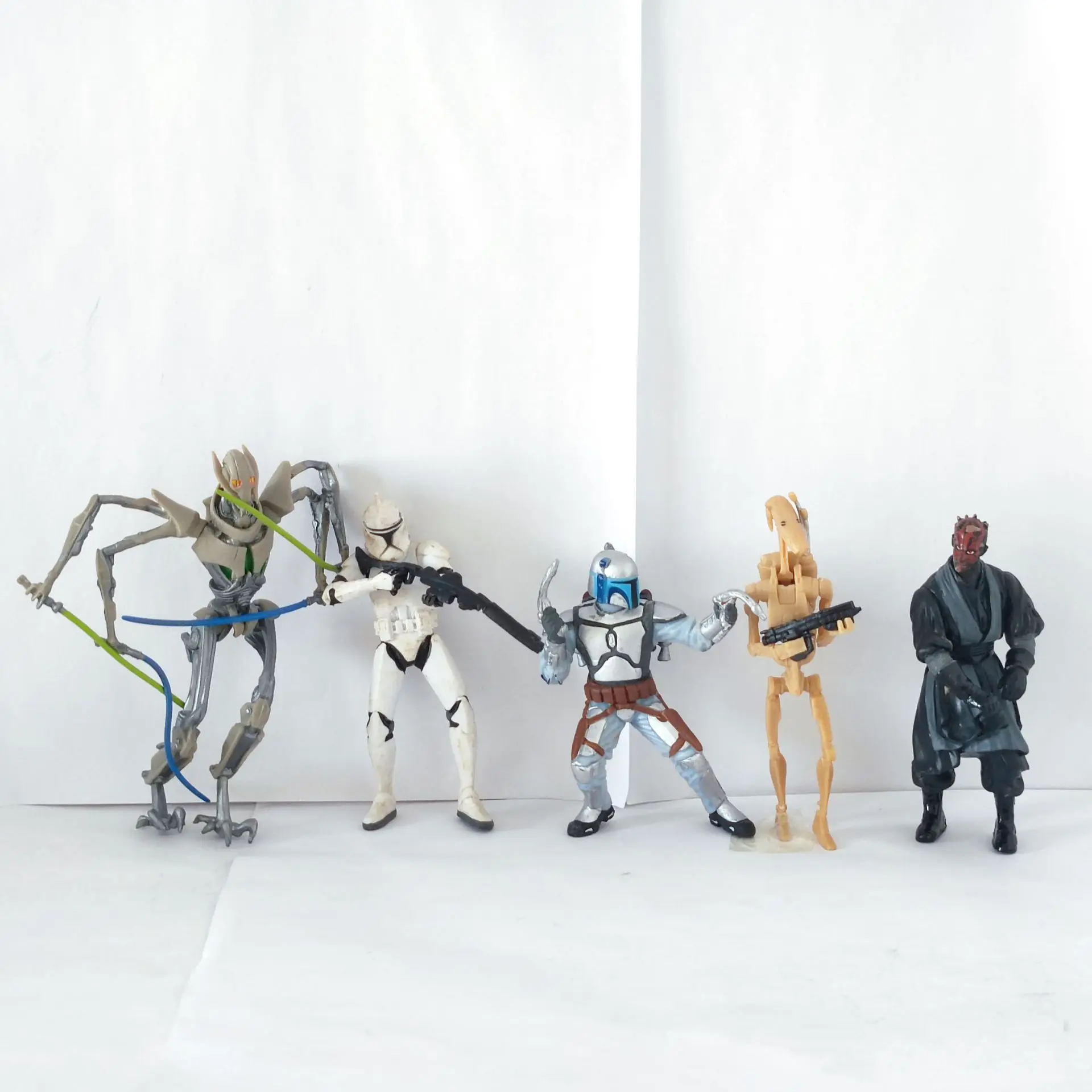 

Lot Star Wars Jango Fett Darth Maul Grevious Battle Droid Clone Trooper 3.75" Loose Statue Figure