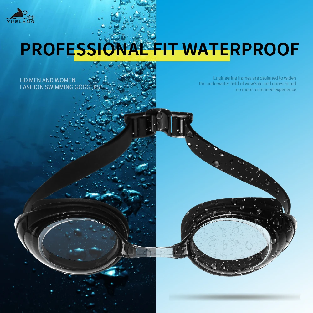 

YUELANG Adult Professional Swimming Goggles Swimming Glasses with ear plugs Waterproof Anti-Fog Anti-UV Silicone Electroplate