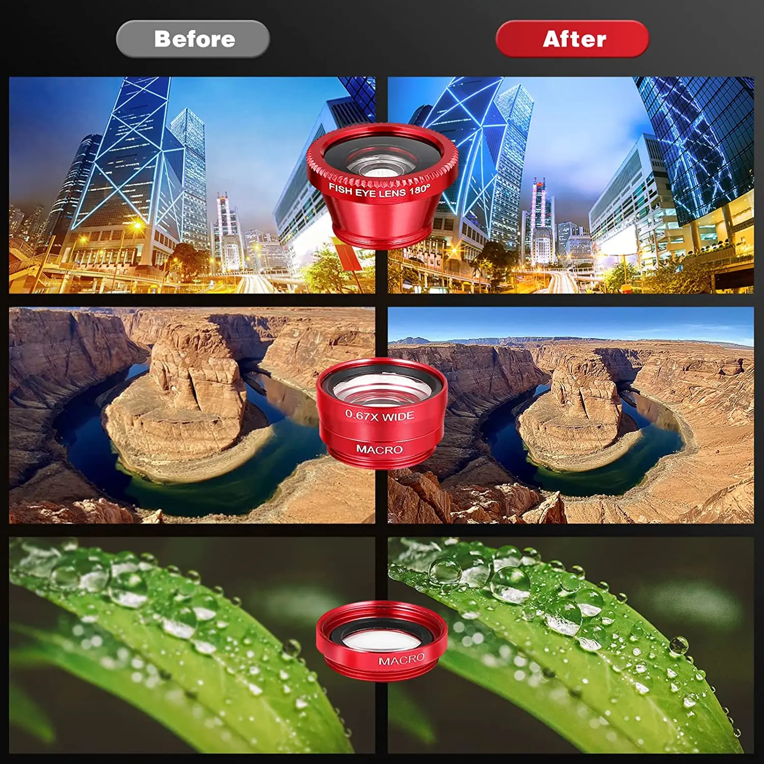 3in1 Fisheye Mobile Phone Lens 0.67X Wide Angle Zoom Fish Eye Macro Lenses Camera Kits With Clip Lens For Iphone Smartphone