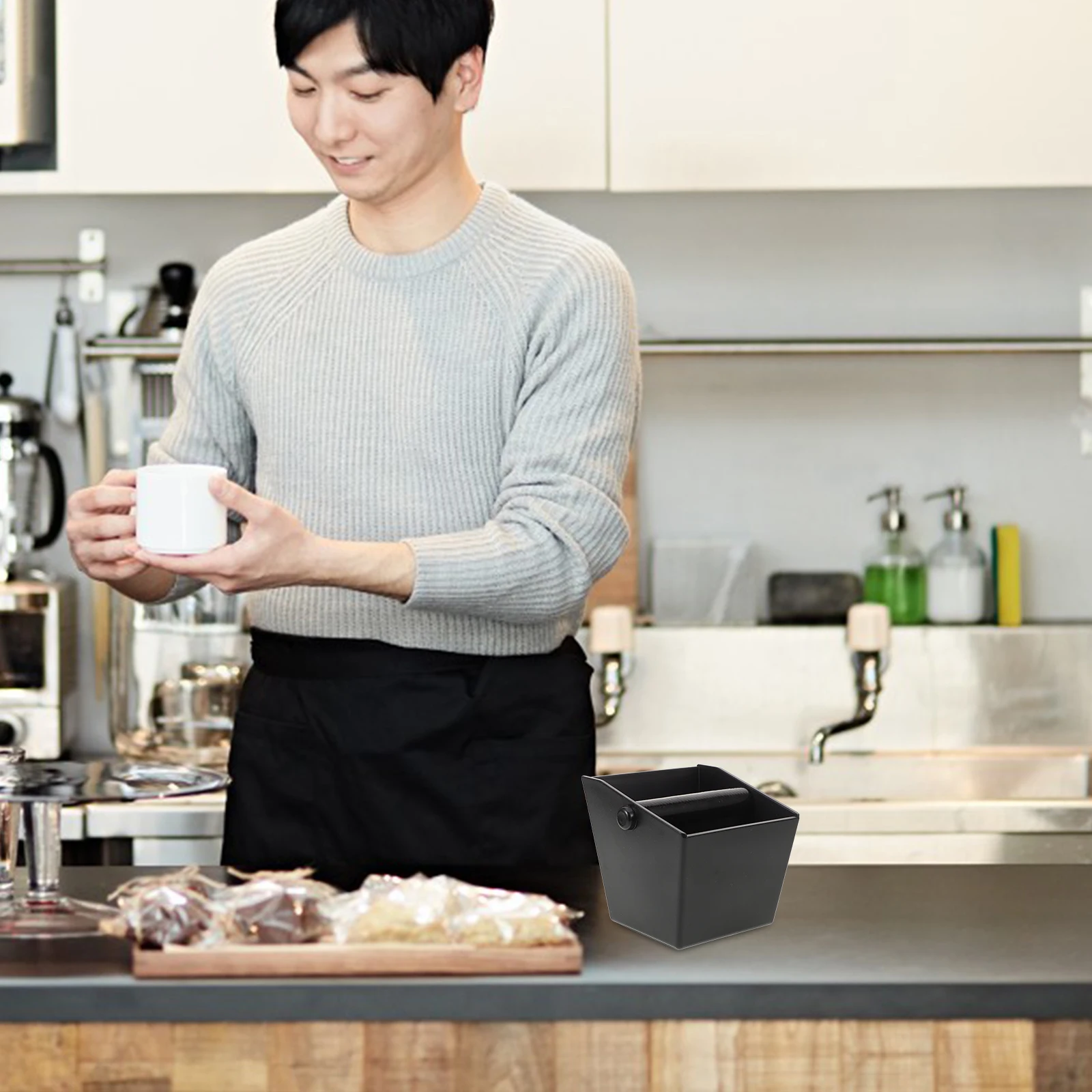 For Espresso Machine Abs Reusable Used Coffee Grounds Container Compact Portable Coffee Station Bin Waste Holder