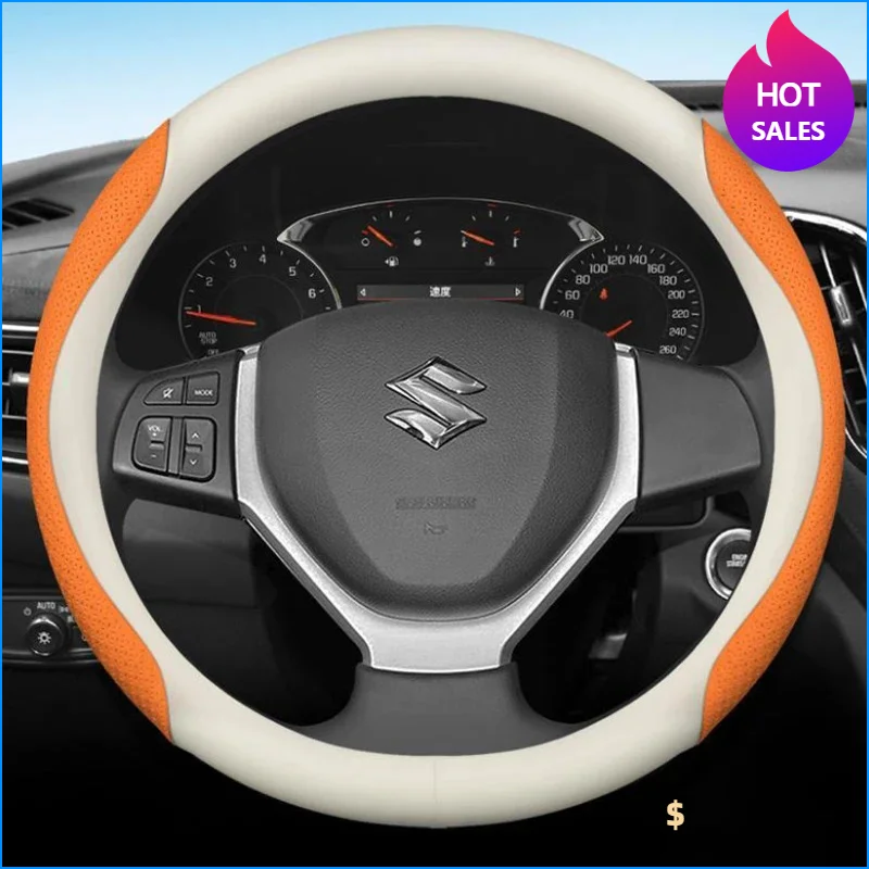 Leather Car Steering Wheel Cover for Suzuki Vitara Jimny Swift Ignis SX4 Baleno 2015 2016 2017 2018 2019 2020 Auto Accessories