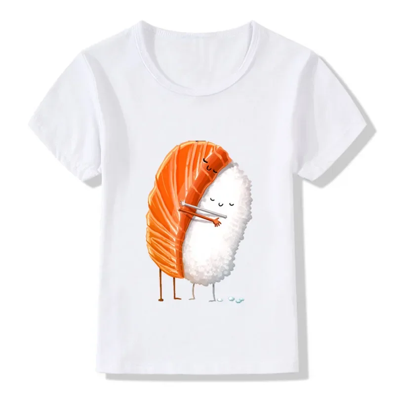 

2019 Children Sushi Hug Print Funny T-Shirts For Boys/girls Summer Tops Short Sleeve Kids Clothes Casual Baby T shirt,ooo2122