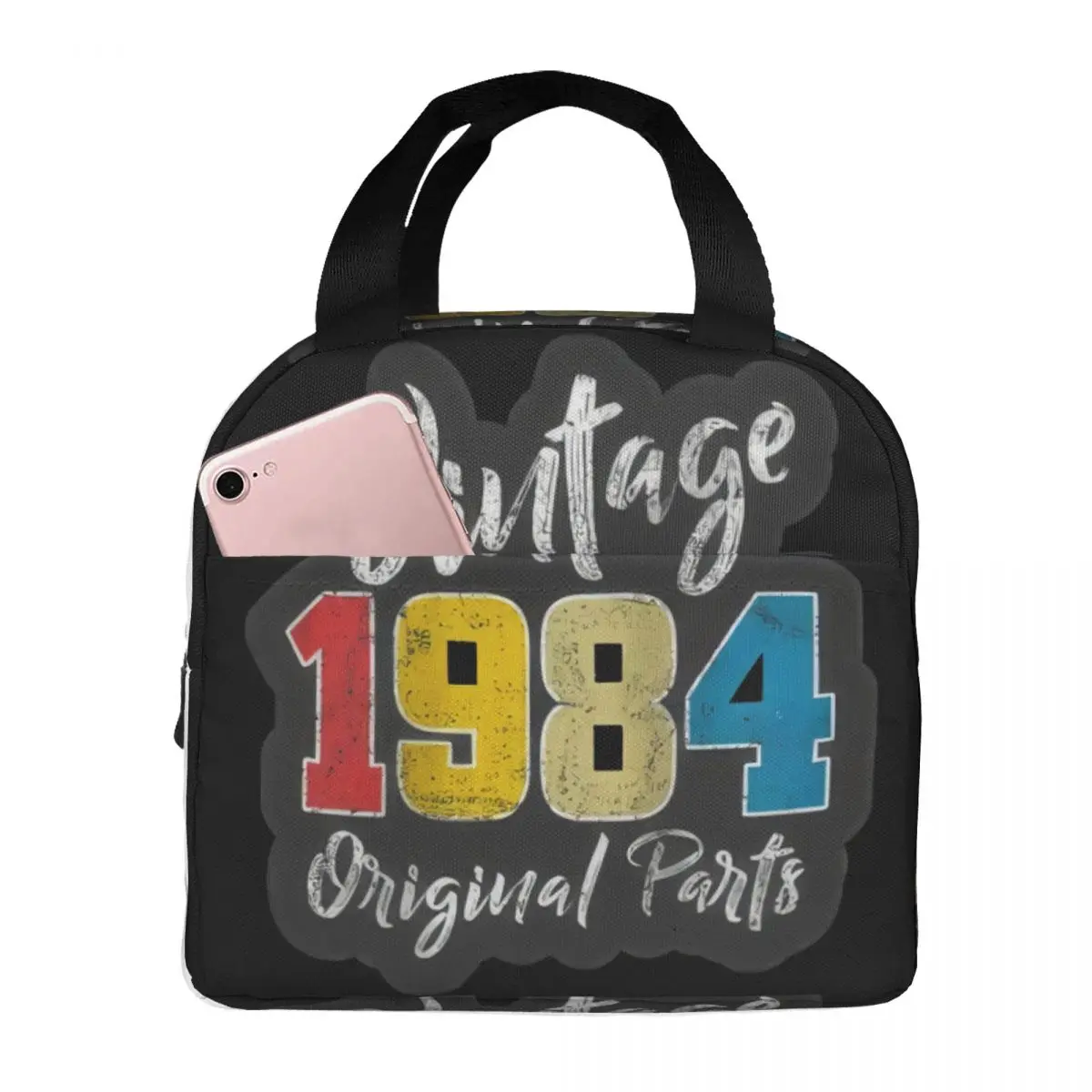 40th Birthday Gift 1984 Vintage Original Parts Lunch Bag Unisex Portable Cooler Insulated Lunch Box Food Bento Box