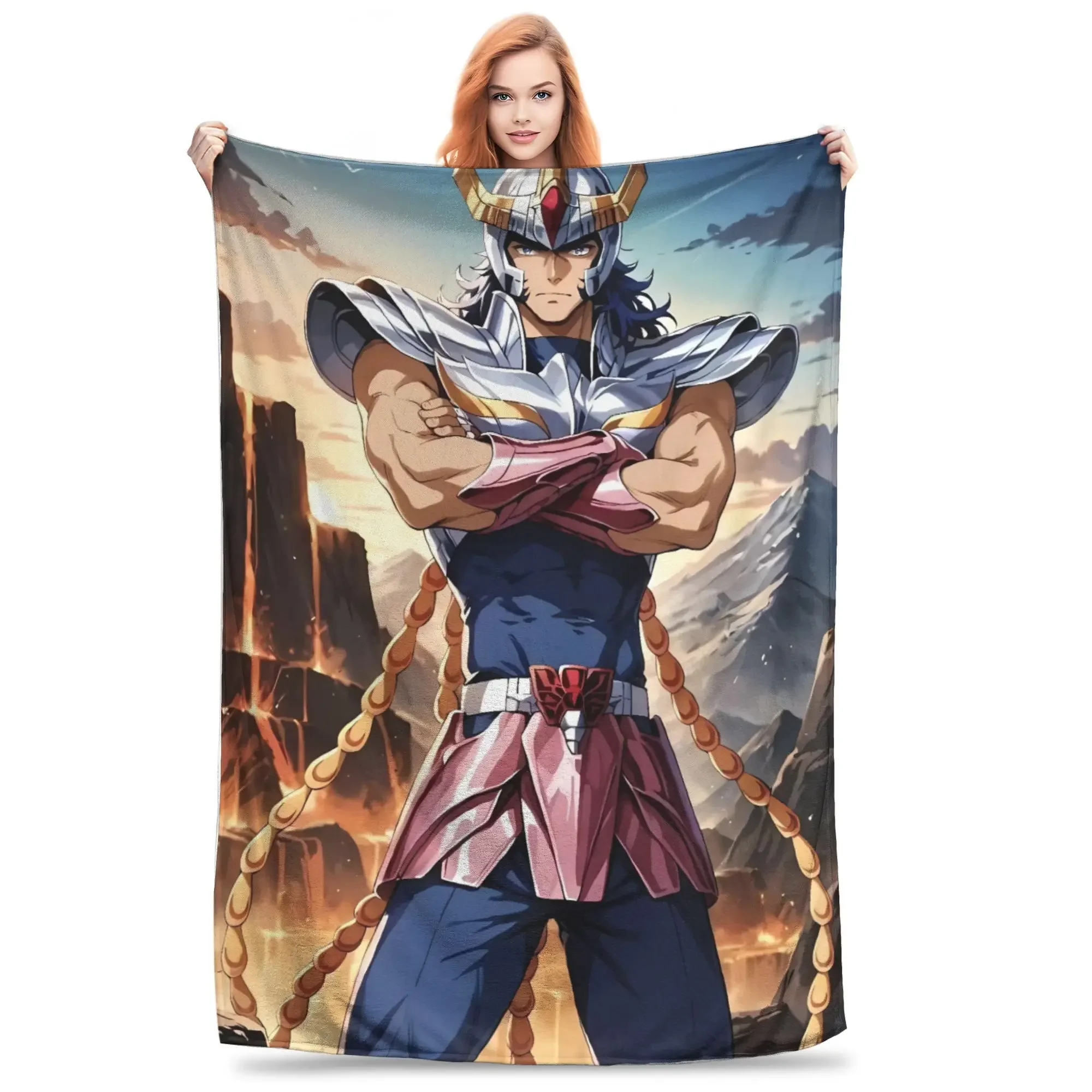 

Anime Saints Seiya Plush Blanket Kids Flannel Throw Blanket for Home Decor Warm Soft Design Quality Bedspread Gift Idea