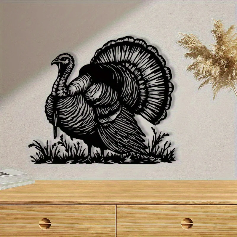 1Pieces  Black and White Pheasant Iron Wall Art - Powder coating process 1pc