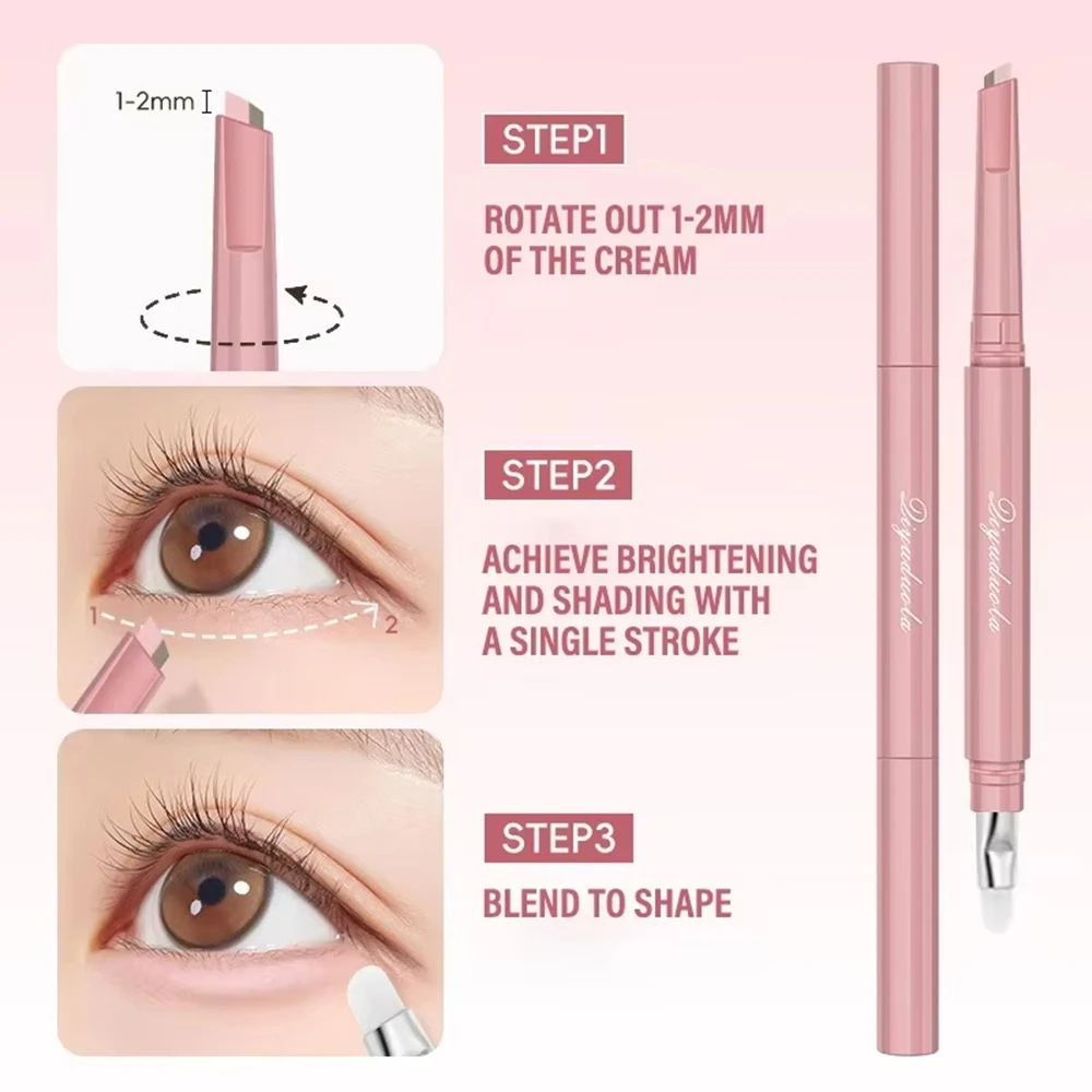 ดินสอเขียนใต้ตาสองสี 2 in 1 ไฮไลท์เตอร์เพิ่มความสว่าง สีชมพูนู้ด ใช้เป็นอายแชโดว์แบบแท่ง Aegyo Sal Lying Silkworm