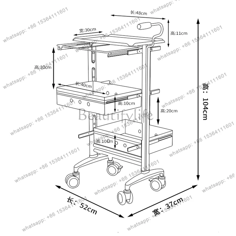 LJY Storage Modern Cabinet Barber Accessories Barber Shop Salon Trolley Multi-layer Kapsalon Opbergkast Salon Furniture