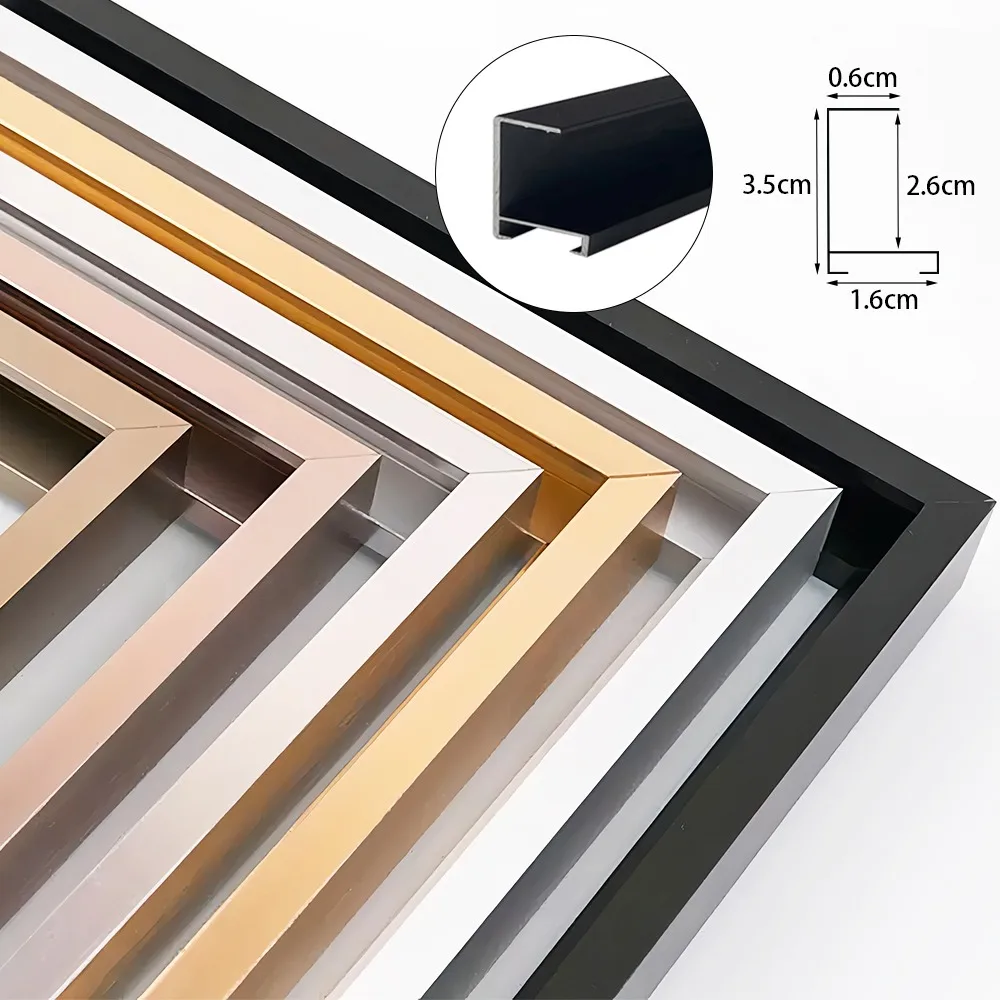 Metal Aluminum Outer Frame and Wooden Inner Frame Canvas Prints Painting DIY Frame Kit Multi-color for Home Decoration