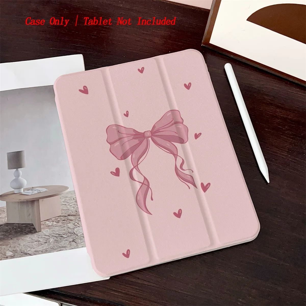

Romantic Bowknot & Heart Pattern Case for Multiple Apple iPad Models, Heavy Duty Anti-Drop Protective Shell
