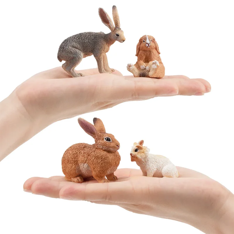 12Pcs Simulation Rabbit Farm Animal Model Toy Mini Rabbits Figures Dolls Action Figurines Toys for Children Set Gift