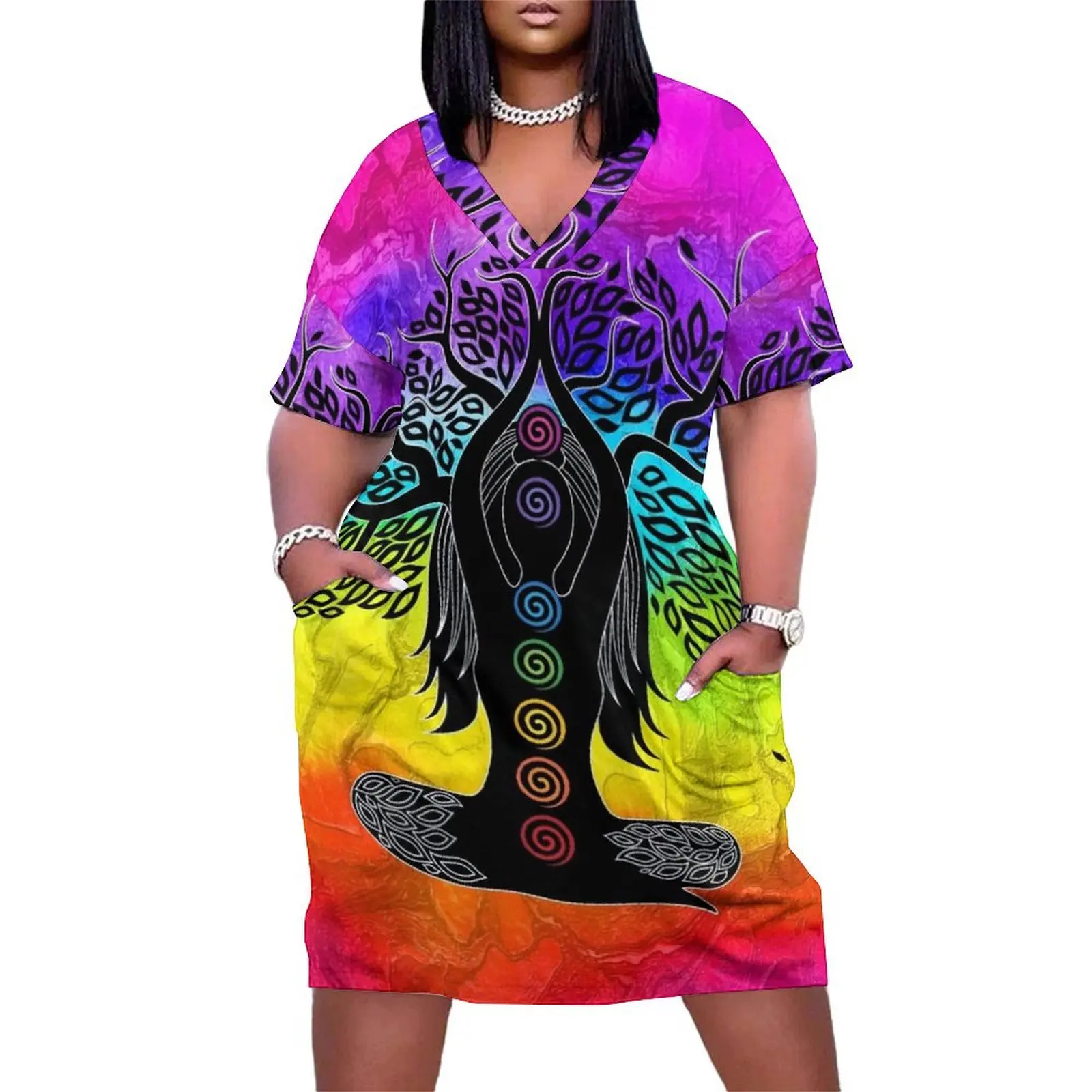 

Chakra Lady Tree - 60 Chakra BG Loose Pocket Dress Party dresses for women Bride dresses