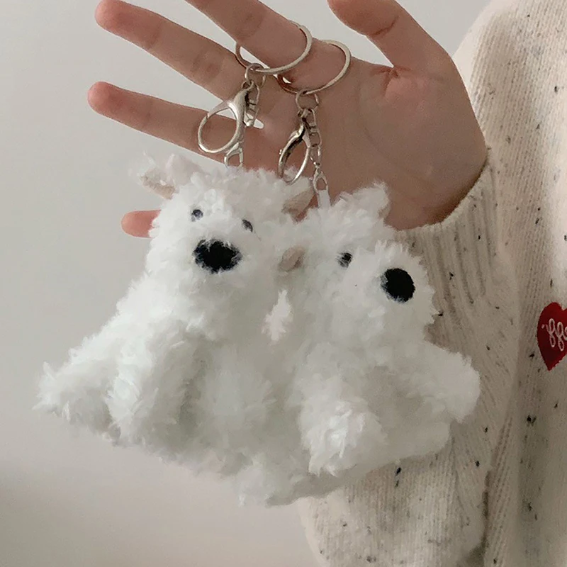 Kawali West Highland Terrier Plush Puppy Doll Bag Keychains Pendant Car Decoration Creative Cute Kids Birthday Gift For Girls