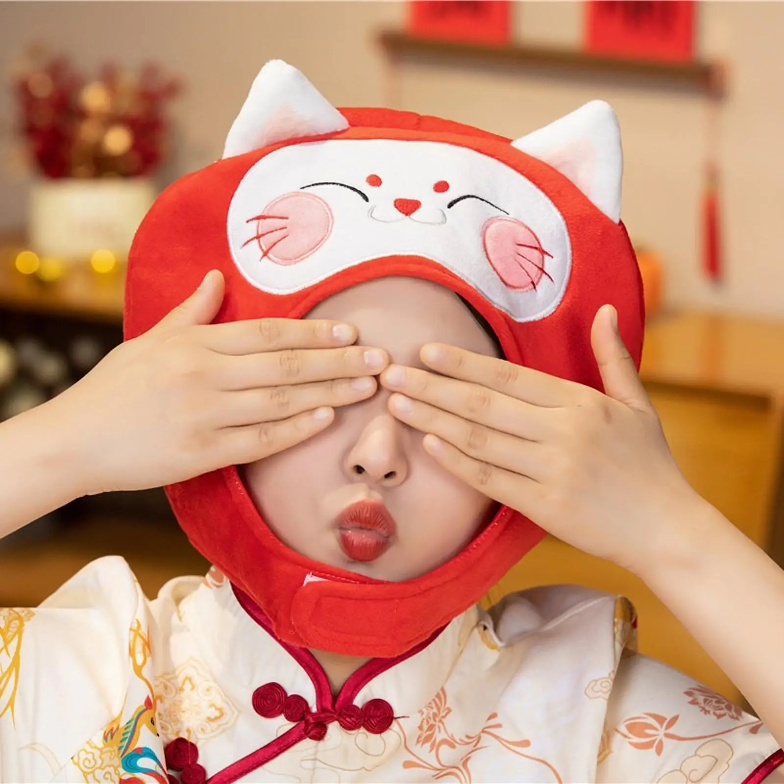 Chapéu de gato de pelúcia cosplay bonito para crianças adultos traje animal chapéu para foto adereços desempenho de palco role play feriado festa de aniversário