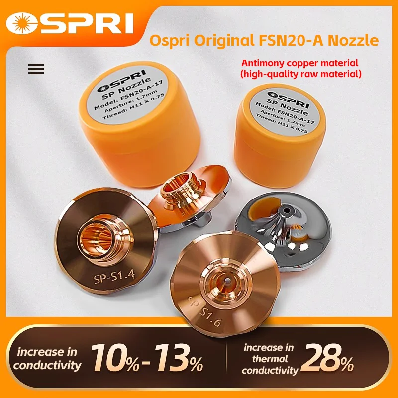 

Ospri Original FSN20 A Laser Cutting Nozzle Hexagonal Step Antimony Copper Nozzles SP High-speed D28H15M11 Single-layer 1.2-5.0