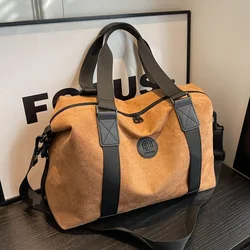 New Suede Travel Handbag Women's Portable Sports and Fitness Bag Men's Large Capacity Fashionable Short Distance Travel Totes