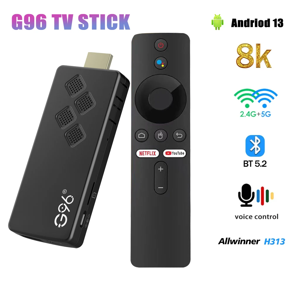 Global Version android 13.0 8k smart TV Stick IATV Google Assistant Dual Wifi Multi Language 2GB RAM 16GB ROM Portable Tv Stick