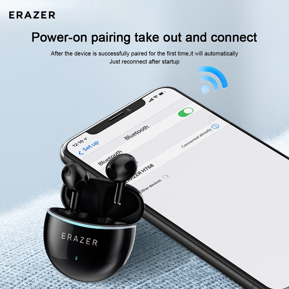 ERAZER-HT68 Беспроводные полувкладыши Bluetooth 5,4 Быстрое подключение Интеллектуальные наушники с шумоподавлением Удобно носить