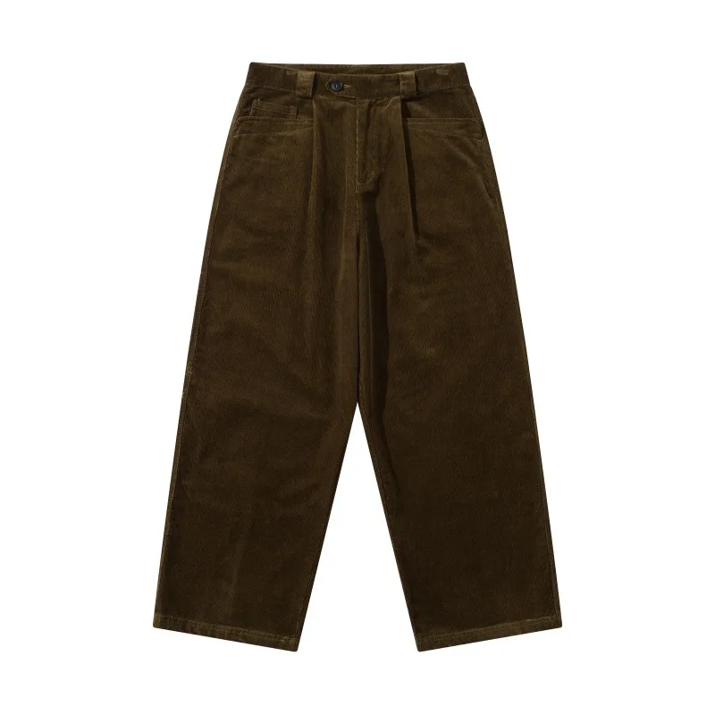 

American Vintage Corduroy Men's Pants, Oversized Straight Basic Casual Trousers for Man, Comfortable Streetwear Mens Pants