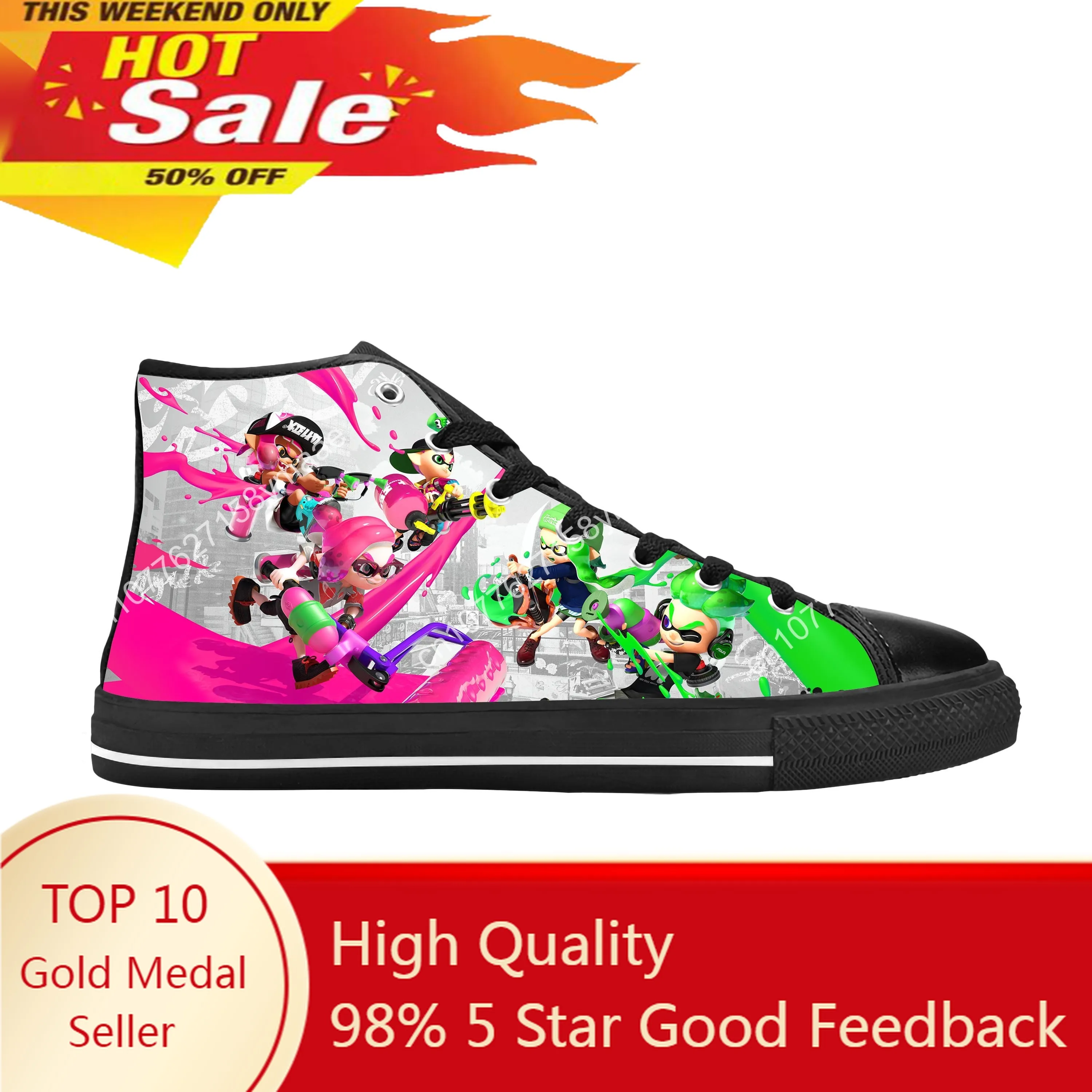 

Splatoons Japanese Game Anime Cartoon Manga Comic Casual Cloth Shoes High Top Comfortable Breathable 3D Print Men Women Sneakers