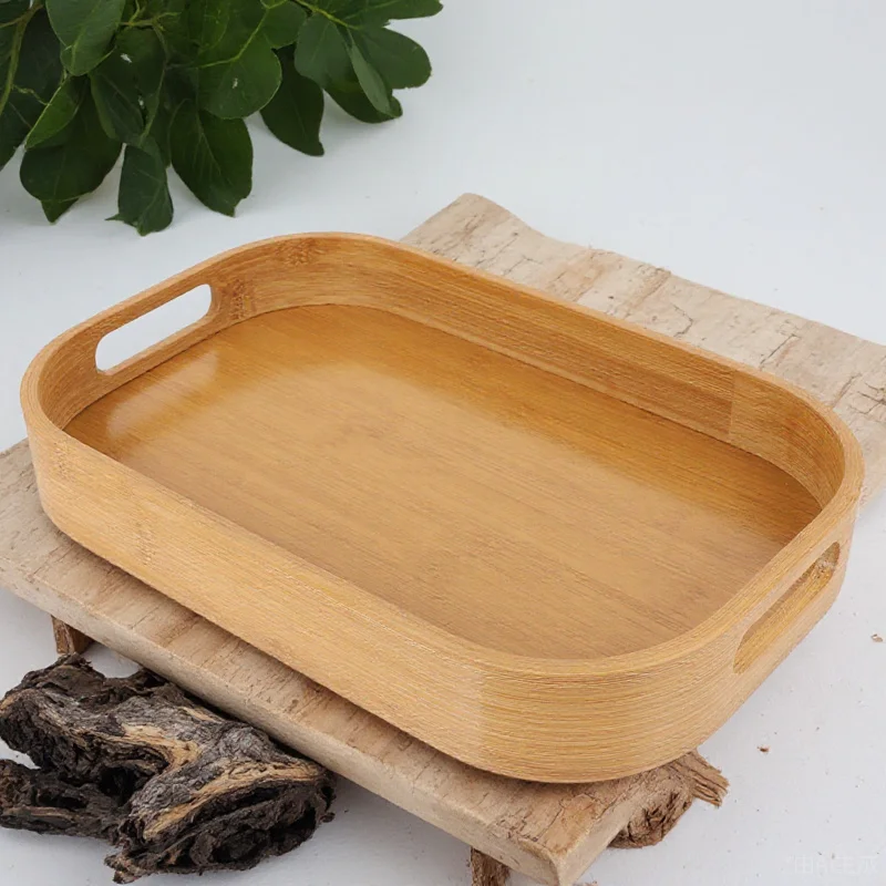 1 قطعة تخزين خفيفة الوزن المحمولة صينية تقديم للشاي القهوة الإفطار صينية من الخيزران الحلوى الفاكهة المنزل فندق سبا استخدام