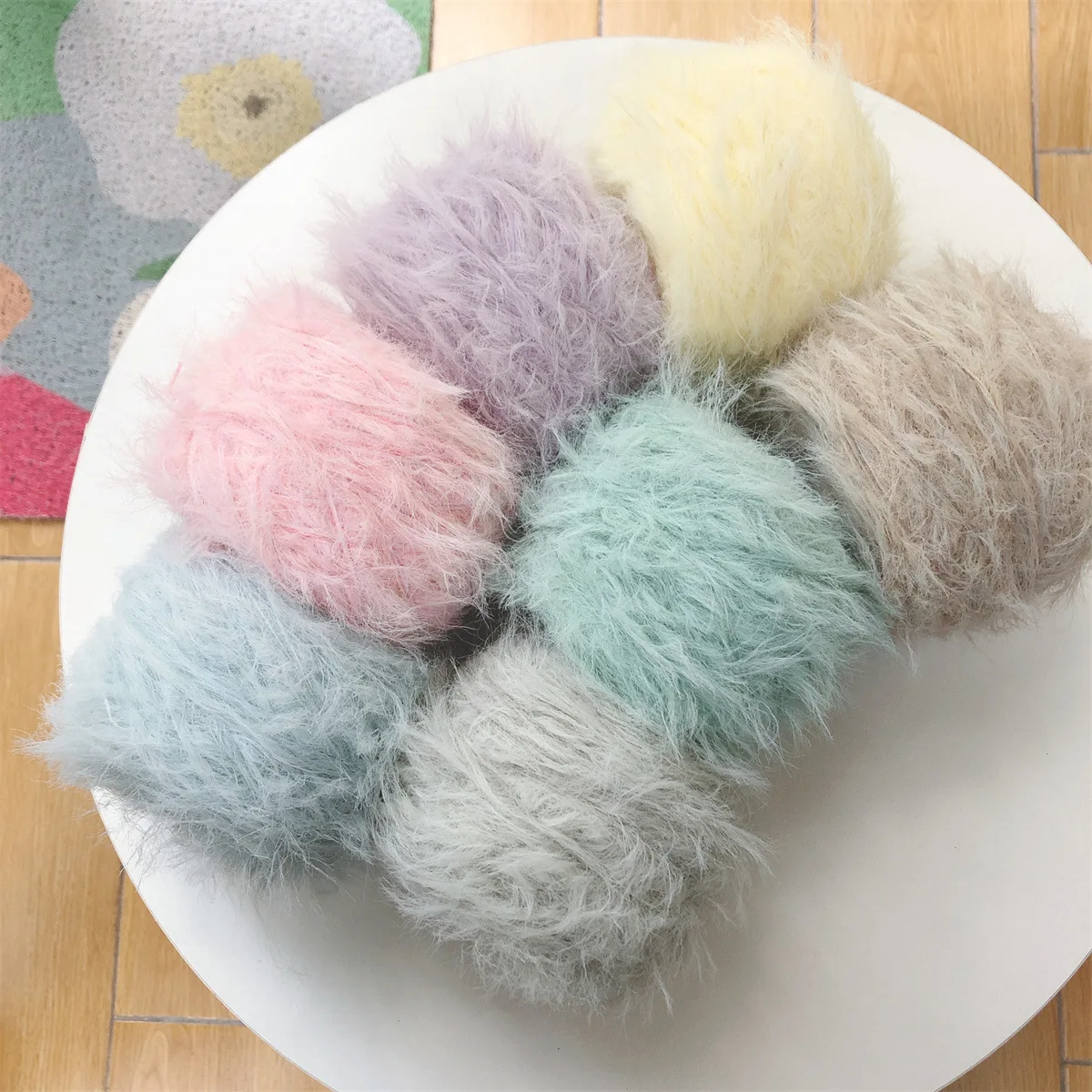 Mink fleece hand-mixed yarn ball fine wool hand crocheted thread long hair imitation mink fleece DIY special yarn