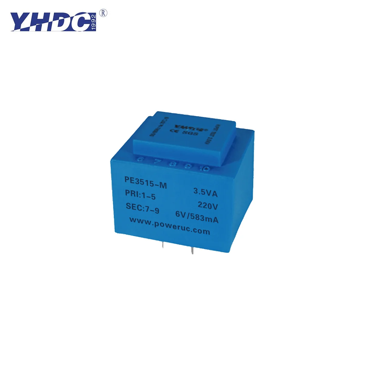 

YHDC PE3515-M 3.5VA 110V-380V / 6V/7.5V/9V/12V/15V/18V/24V Expory Resign Encapsulated Safety Isolating Transformer PCB Welding