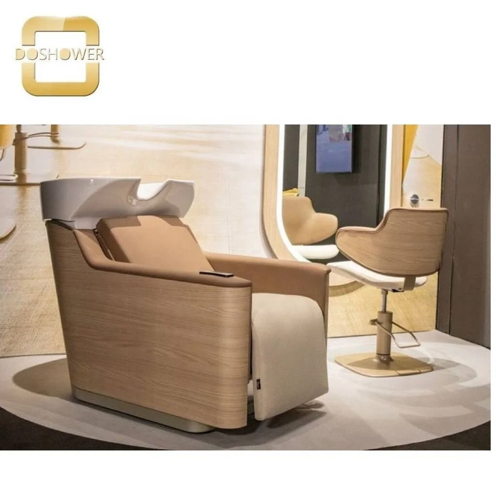 

Beige Luxury Modern Ceramic Shampoo Chair For Wood Color Lay Down Wash Hair Table Of Hair Chair Shampoo Bed Set