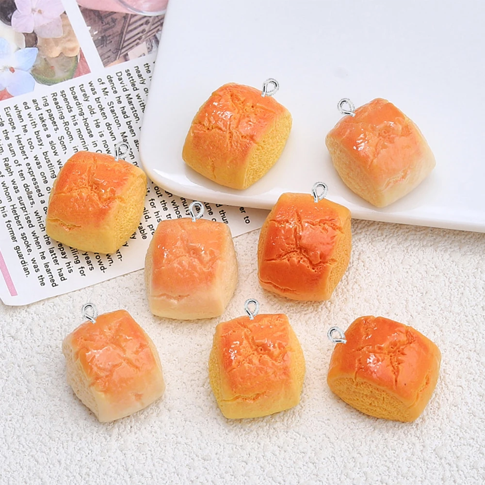 5PCS Shiny Roasted Mantou Series Flat Back Charms For Earrings Bracelet Hairpin DIY Jewelry Pendants Decoration Accessories