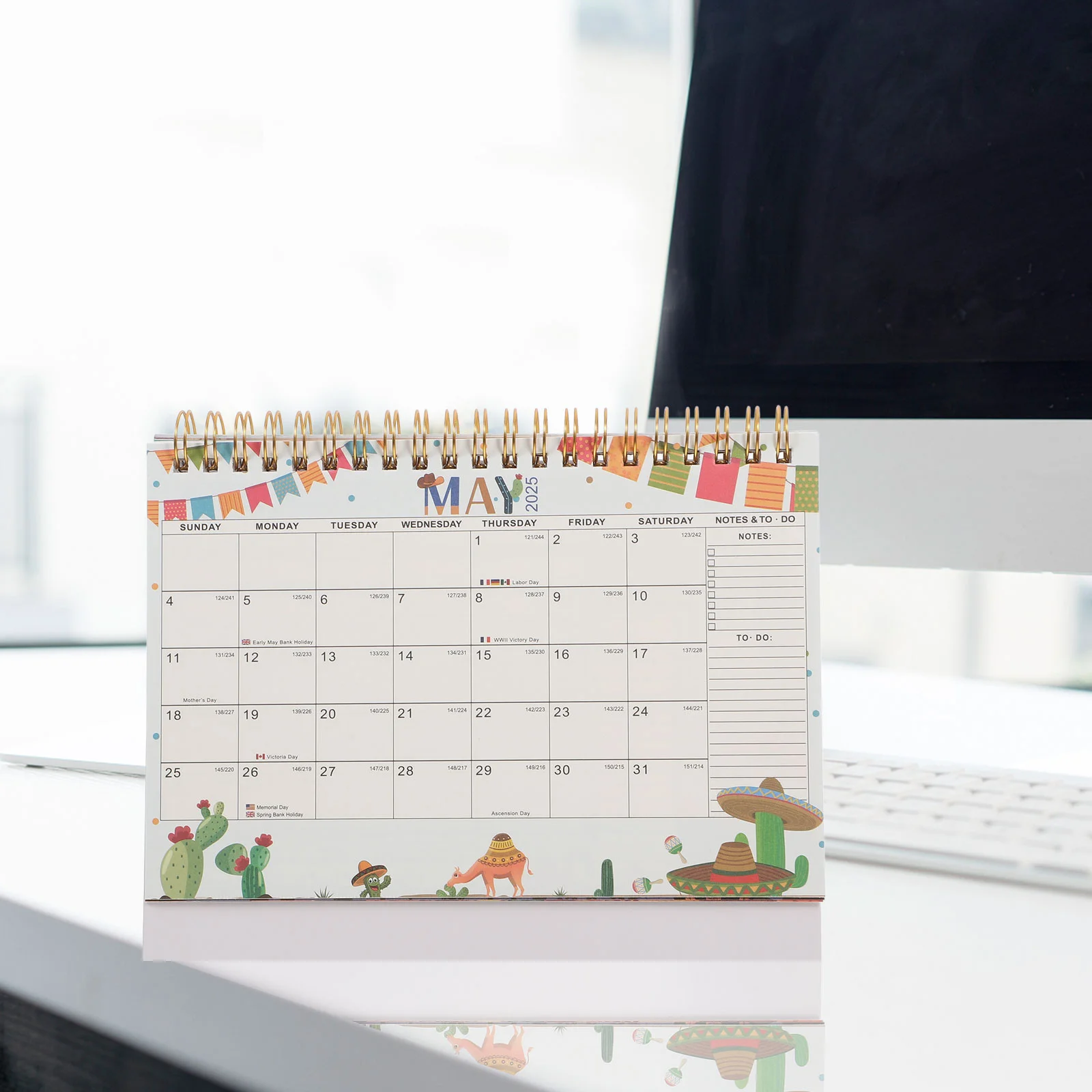 Kalender 2025 Academisch Bureau Desktop Kleine papieren flip voor decor Esthetische kalenders