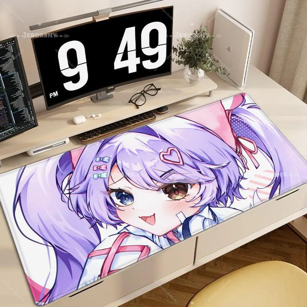 Anime Girl XXL Mouse Pad, Purple Hair Desk Mat, Double Expression Design, Extended Gaming Pad Gamer Gift