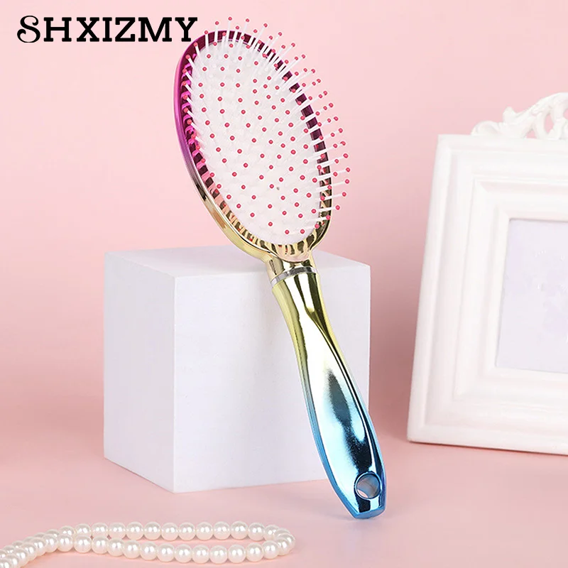 

Portable Airbag Comb Massage Scalp High Skull Top Styling Hair Styling Comb Gradually Changing Color Electroplated Comb