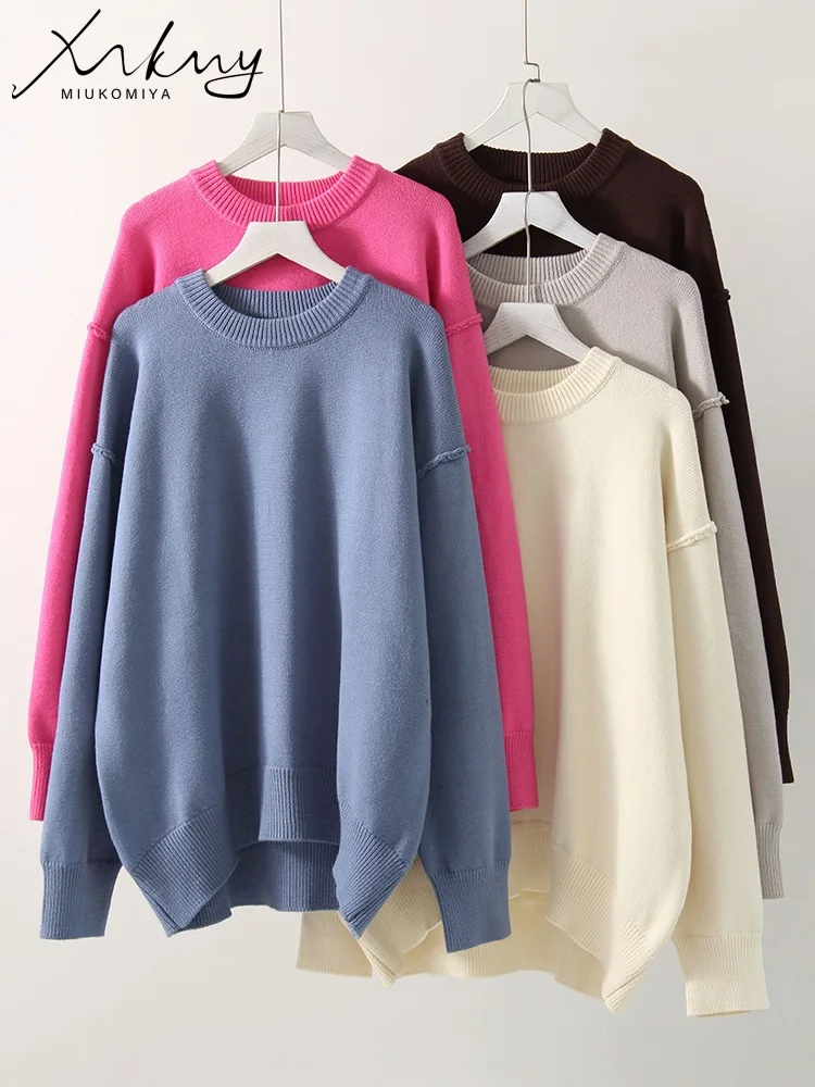 Thick Warm Oversize Sweaters Women Winter 2024 Autumn Knit Round Neck Pullovers Gray Sweaters For Women 2024 Loose Knitwears