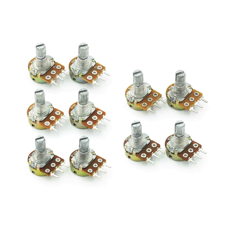 10~500Pcs WH148 Single Potentiometer Short Handle 3Pin Handle 15mm Long Adjustable Resistor 5/10/20/50/100K