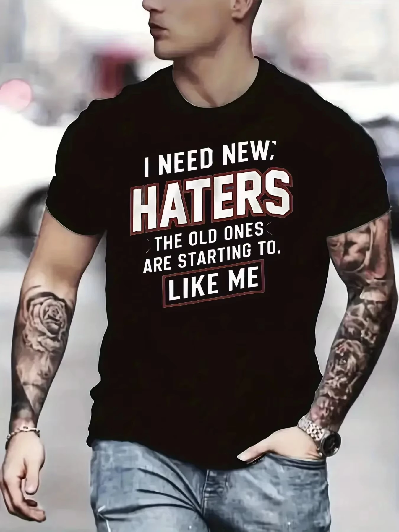 

Men's T-Shirt Breathable Soft Fabric Bold Letter Print Regular Fit Tee Casual Wear Casual Comfortable Clothing Harajuku