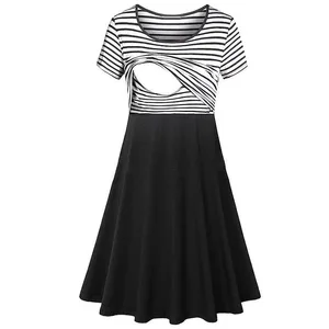 Striped dresses for pregnant women for maternity, multifunction pajamas, breastfeeding dress, baby bath, fashion 10 Main Sales Breastfeeding Dress - №3