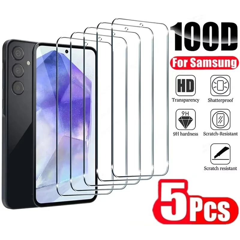 1-5Pcs Screen Protector For Samsung Galaxy A56 A55 A54 5G A36 A26 A16 A06 A35 A34 A14 A15 A17 A07 S24 S23 S25 FE Tempered Glass