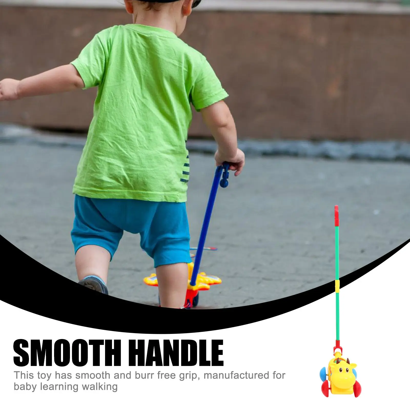 Baby Push Pull Learning Walker Toddler Toy Cart Smooth Grip Whistle Fun Hand Leg Muscles Coordination Balance Ability Toddler